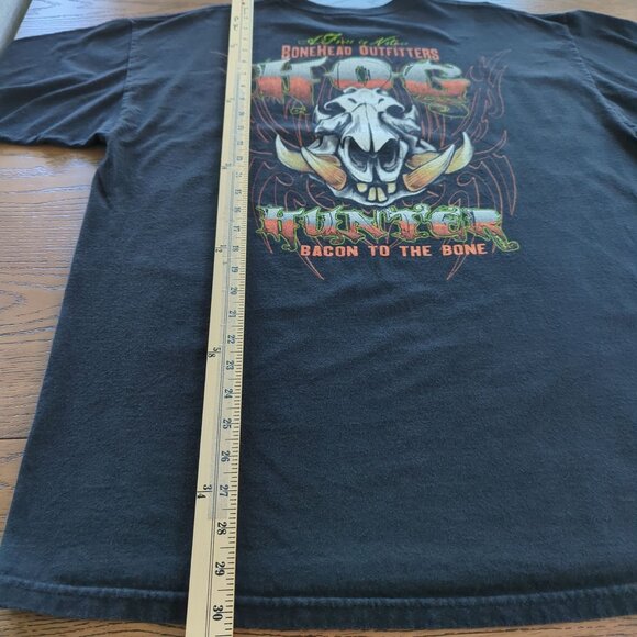 Bonehead‎ Outfitters X-Large Black Hog Hunter T-Shirt Graphic Bacon To The Bone - Picture 8 of 8
